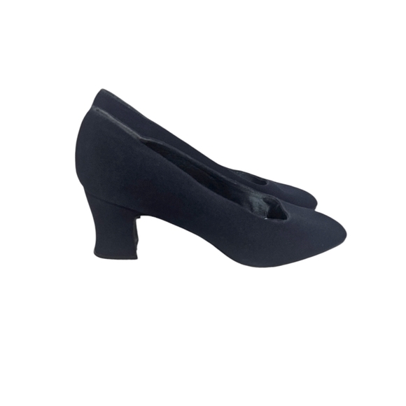 Stuart Weitzman Black Fabrick Block Heel Shoes 8N - Picture 5 of 8